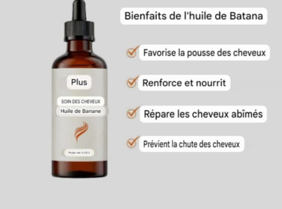 Huile de soins capillaires pousse des cheveux Batana